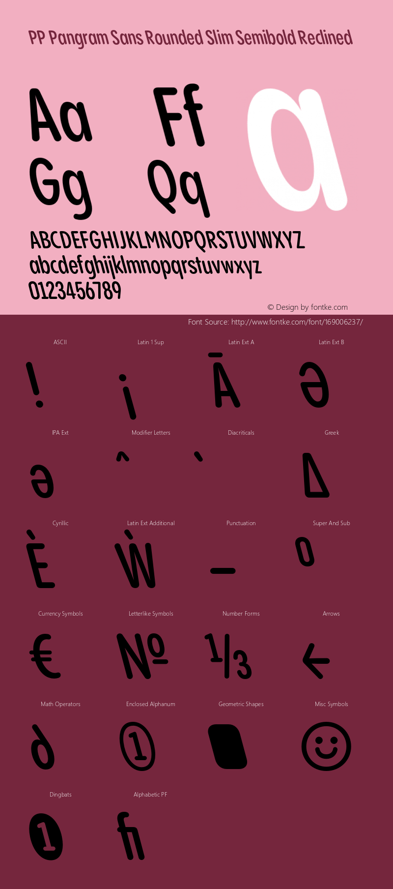 PP Pangram Sans Rounded Slim Semibold Reclined Version 1.100 | FøM fixed图片样张