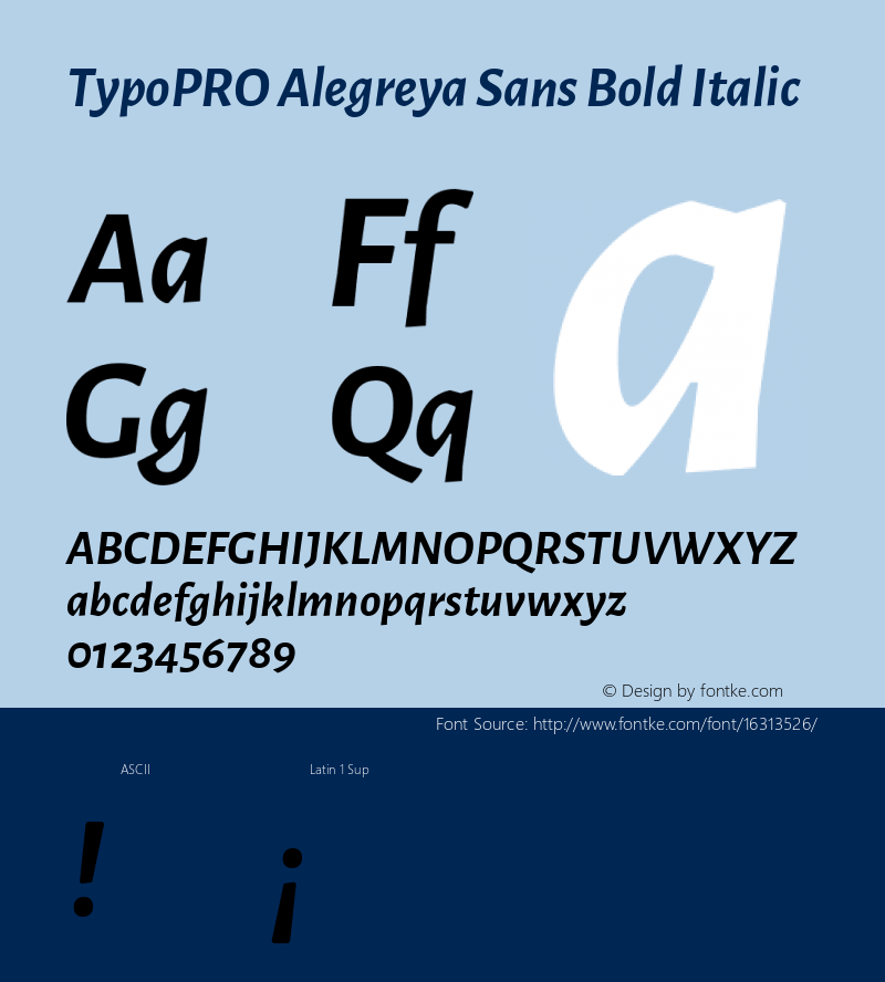 TypoPRO Alegreya Sans Bold Italic Version 1.000;PS 001.000;hotconv 1.0.70;makeotf.lib2.5.58329 DEVELOPMENT图片样张