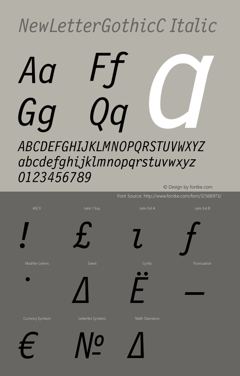 NewLetterGothicC Italic OTF 1.0;PS 001.000;Core 116;AOCW 1.0 161图片样张