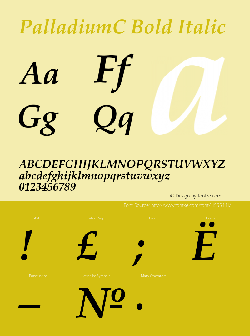 PalladiumC Bold Italic Version 001.001图片样张