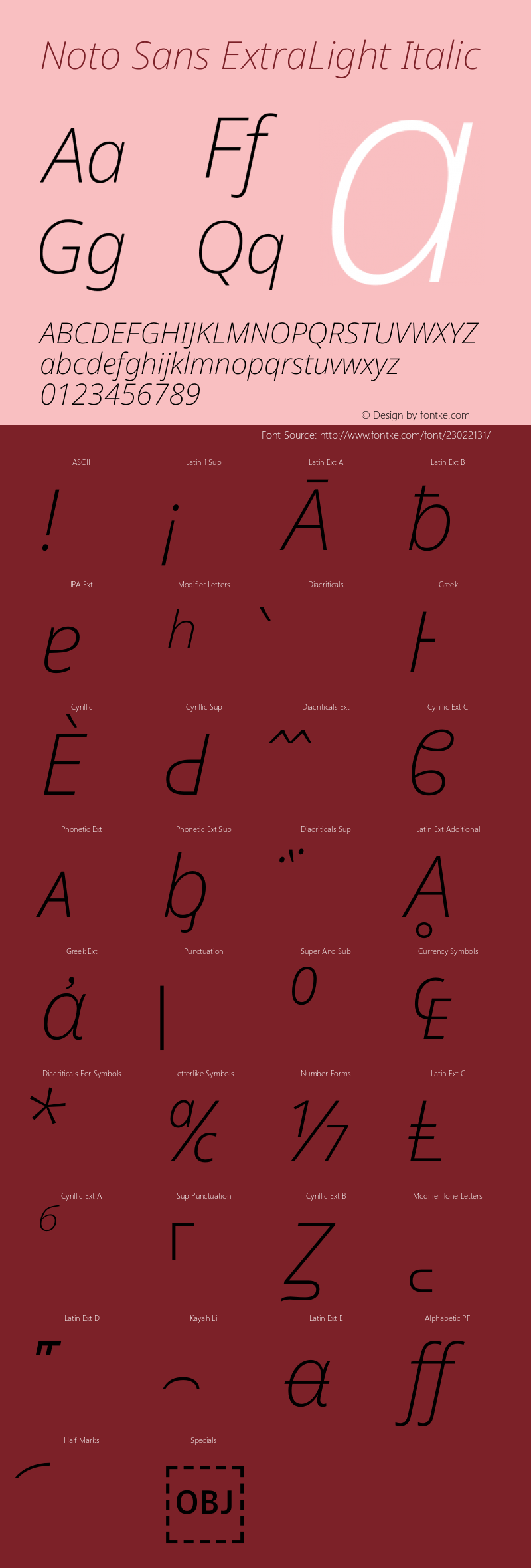 Noto Sans ExtraLight Italic Version 1.902图片样张