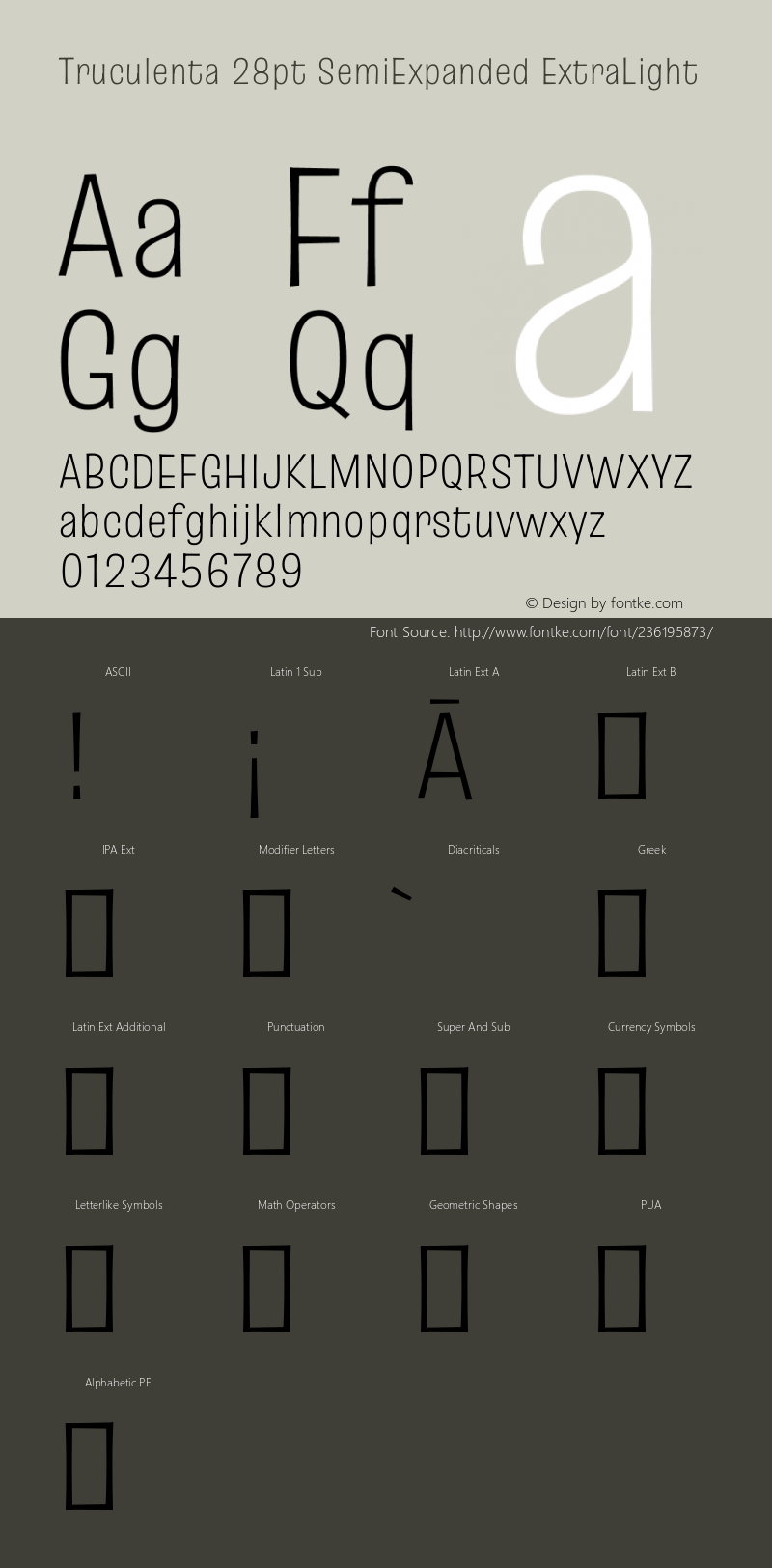 Truculenta 28pt SemiExpanded ExtraLight Version 1.002图片样张