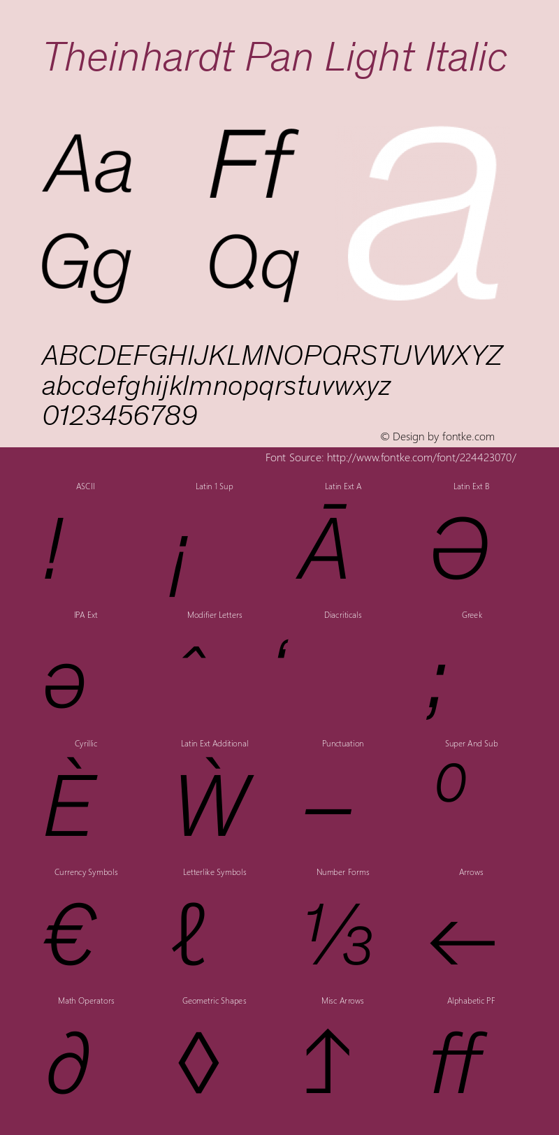 Theinhardt Pan Light Italic Version 4.003; build 0008图片样张