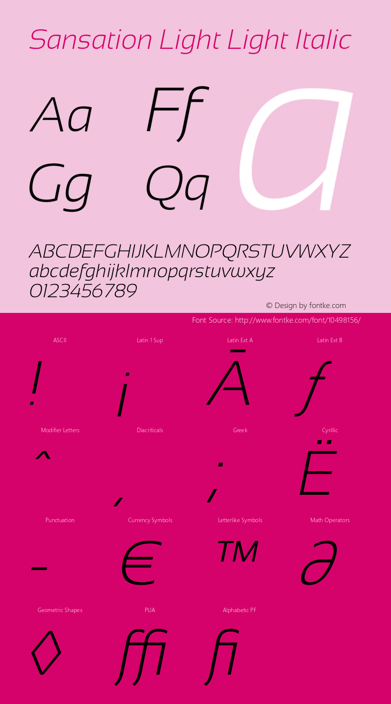 Sansation Light Light Italic Version 1.301图片样张