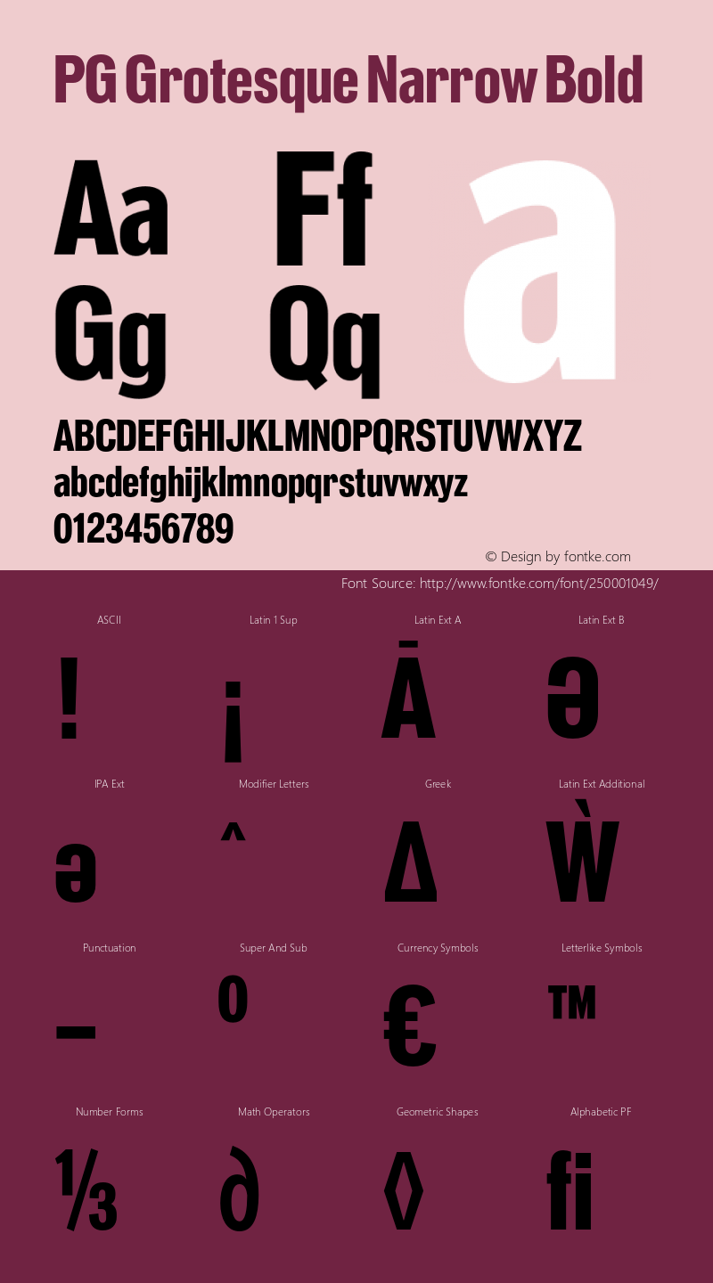 PG Grotesque Narrow Bold Version 1.000;Glyphs 3.2 (3207)图片样张