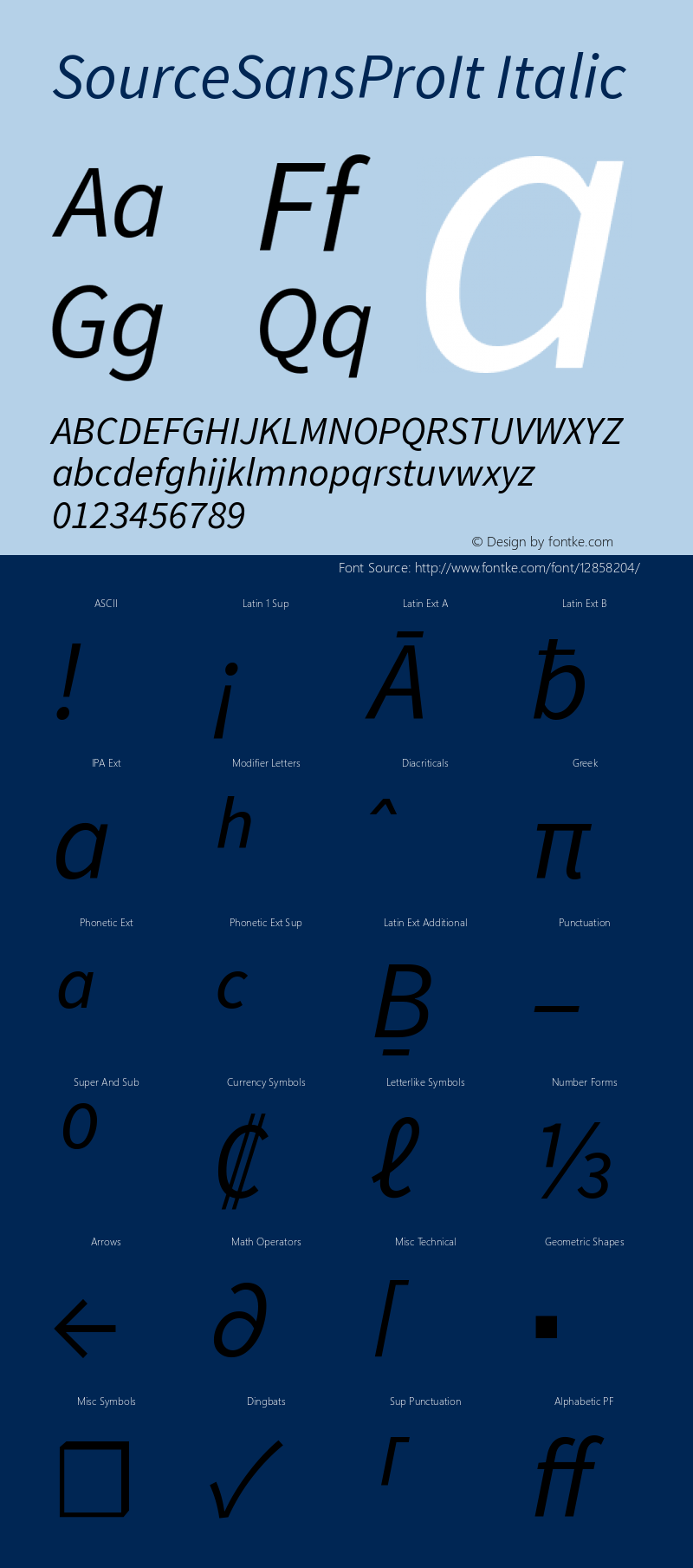 SourceSansProIt Italic Version 1.038;PS 1.000;hotconv 1.0.70;makeotf.lib2.5.5900图片样张