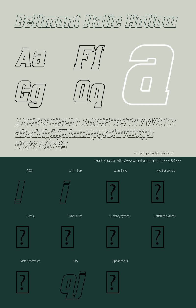 Bellmont Italic Hollow Version 1.00;July 1, 2020;FontCreator 12.0.0.2525 64-bit图片样张