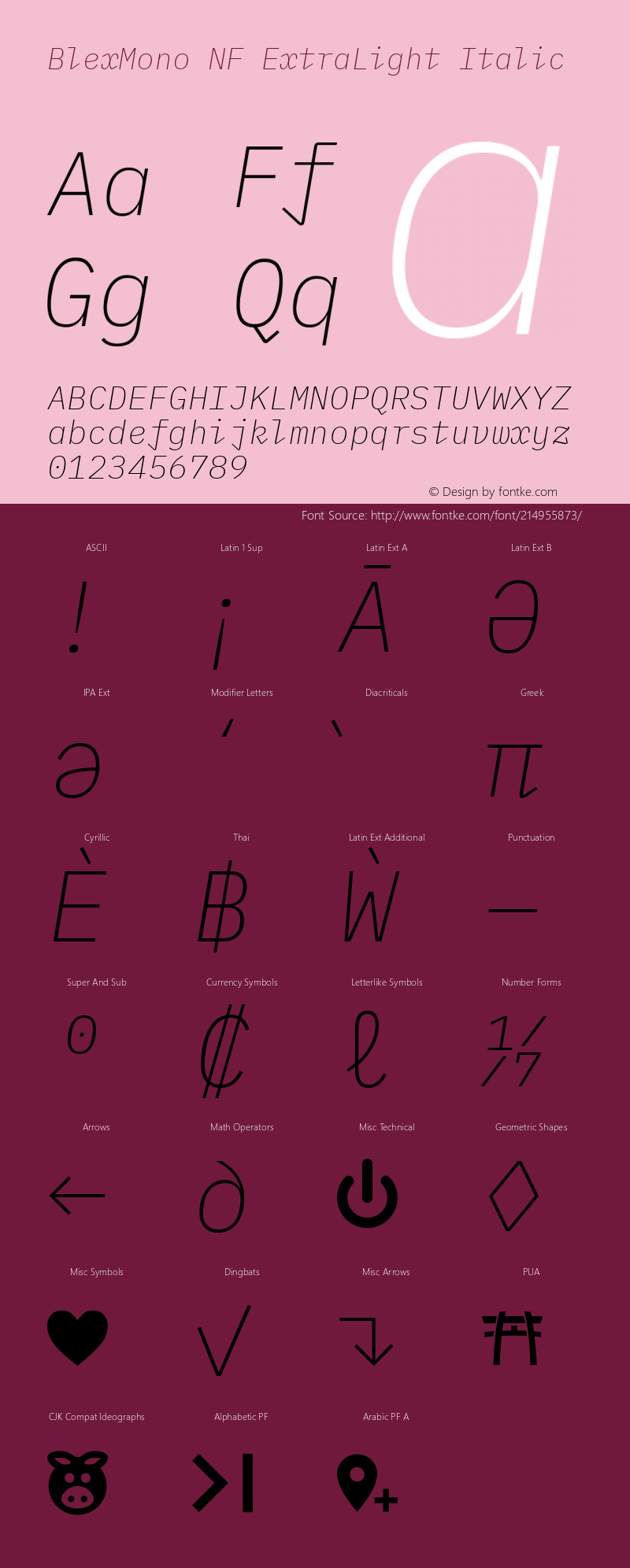 Blex Mono ExtraLight Italic Nerd Font Complete Mono Windows Compatible Version 2.000;Nerd Fonts 2.1.0图片样张