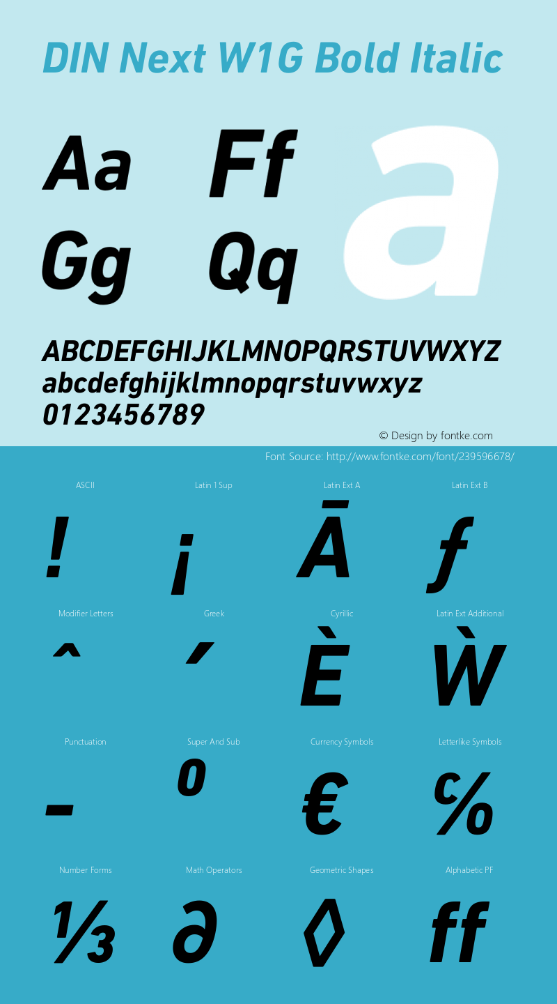 DIN Next W1G Bold Italic Version 1.40图片样张