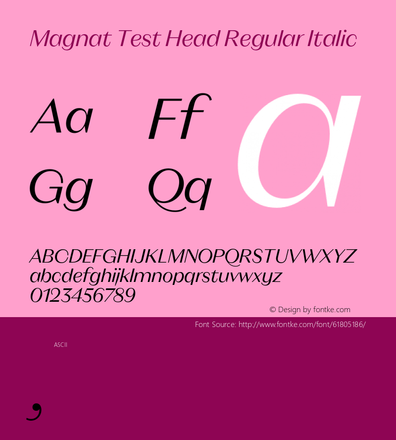 Magnat Test Head Regular Italic Version 1.000;PS 001.000;hotconv 1.0.88;makeotf.lib2.5.64775图片样张