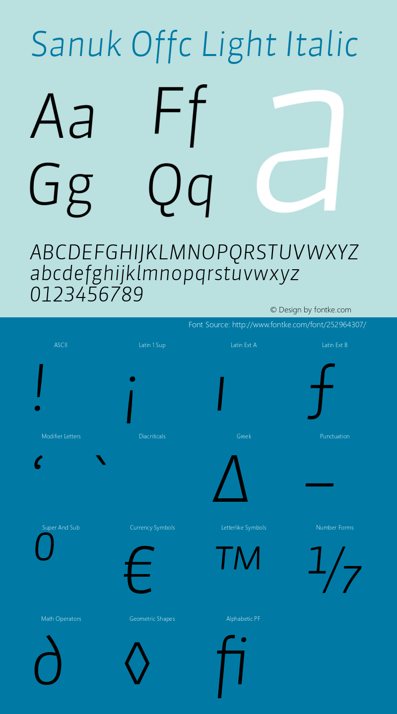 Sanuk Offc Light Italic Version 7.504; 2010; Build 1021图片样张