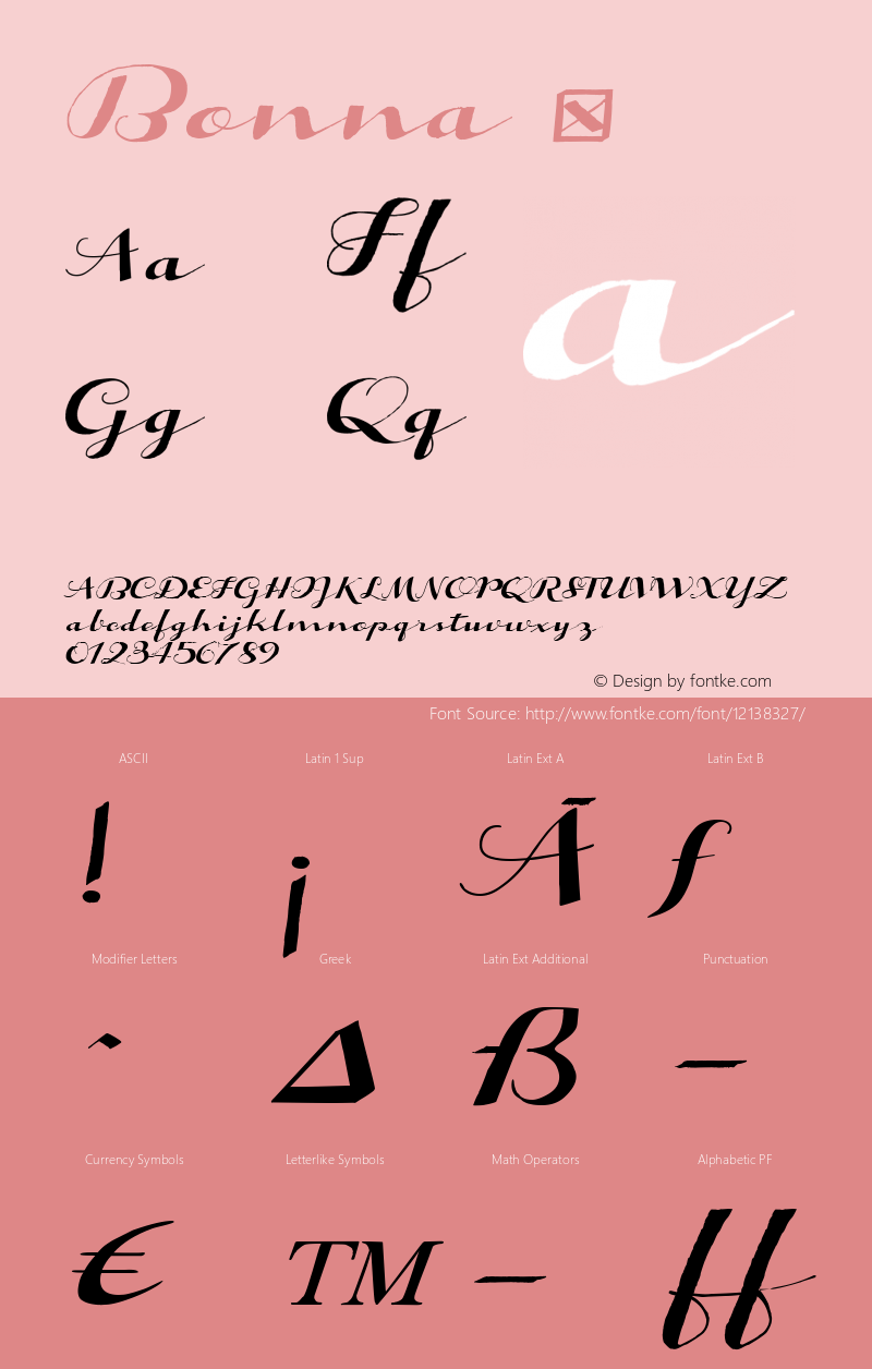 Bonna ☞ Version 1.000 2013 initial release;com.myfonts.eurotypo.bonna.regular.wfkit2.417P图片样张