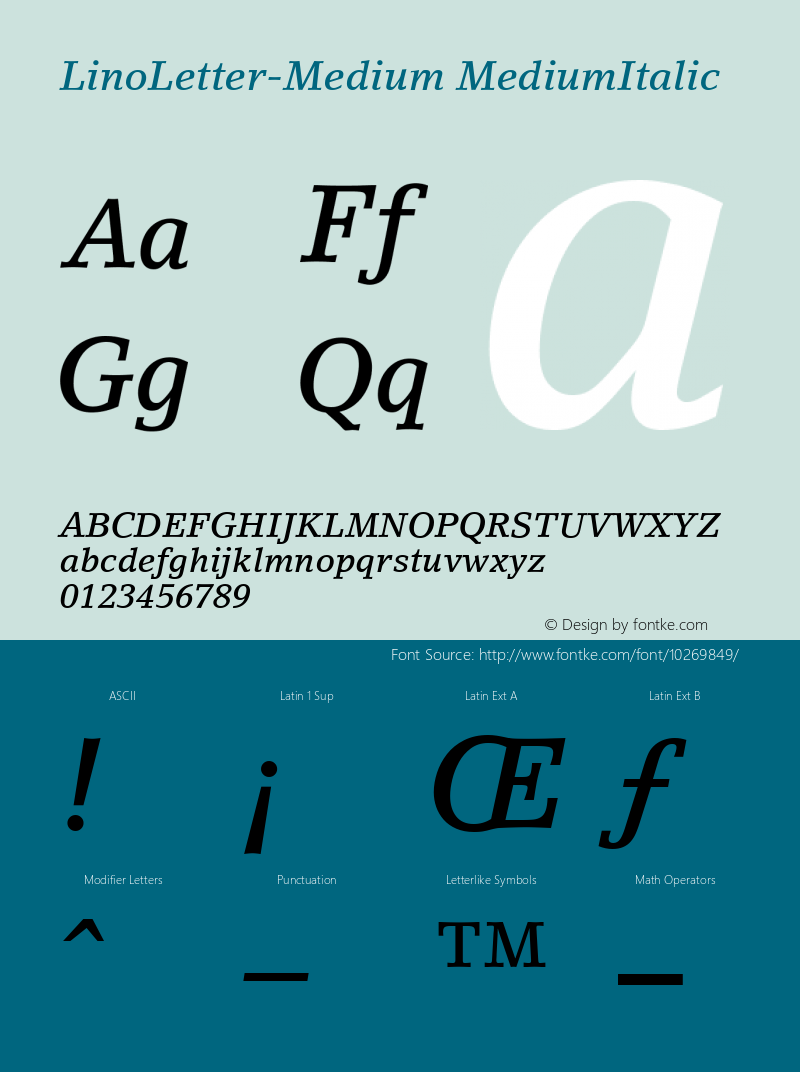 LinoLetter-Medium MediumItalic Version 1.00图片样张