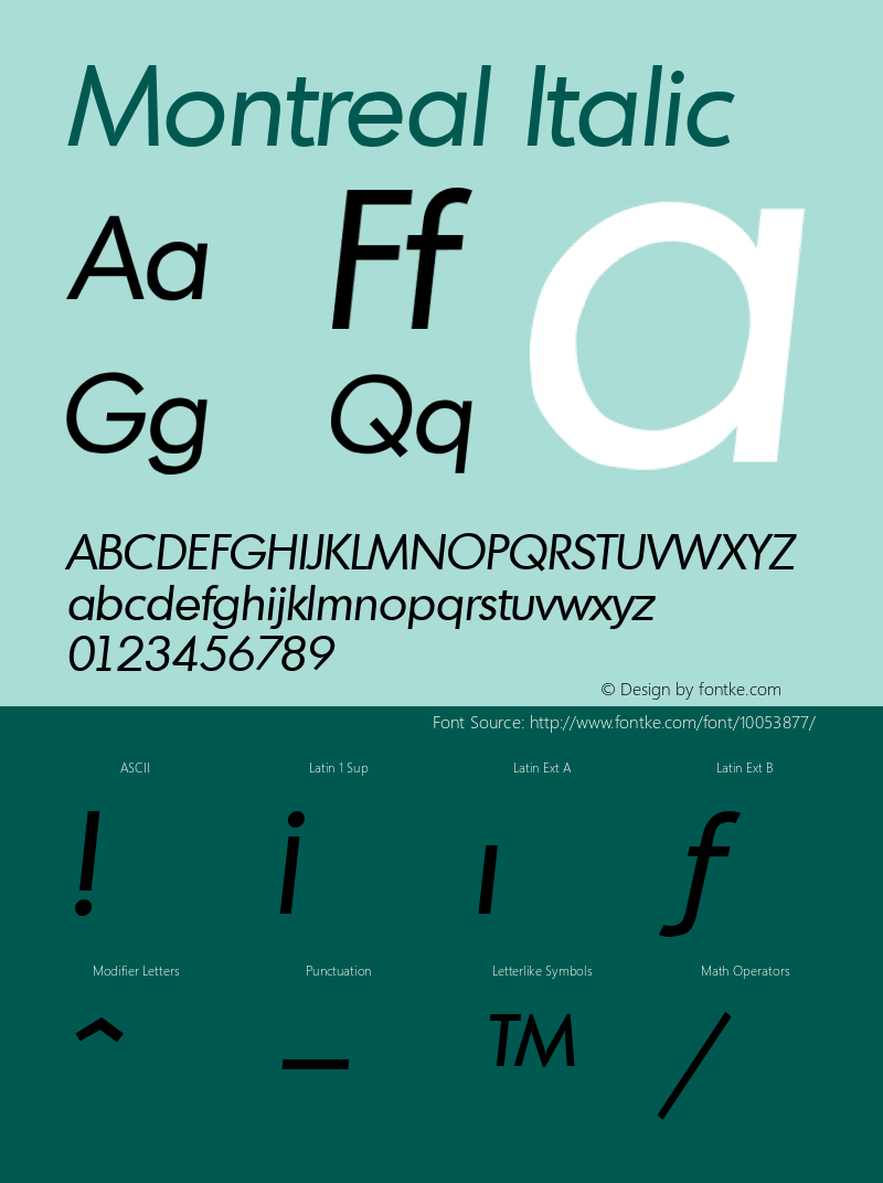 Montreal Italic Altsys Fontographer 3.5  31.01.1994图片样张