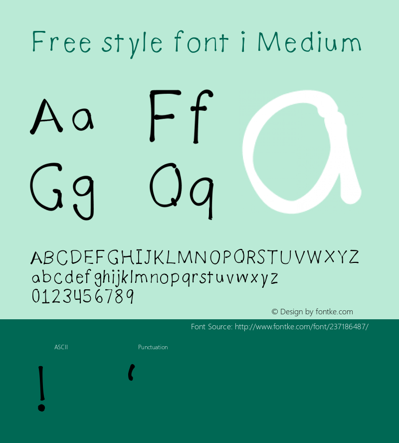 Free style font i Version 001.000图片样张