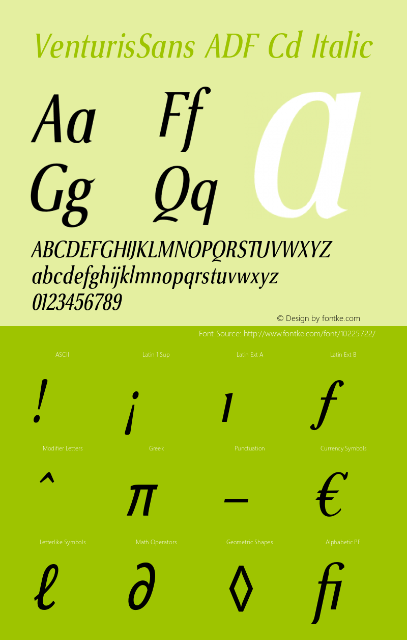 VenturisSans ADF Cd Italic Version 1.001;PS 1.003;Core 1.0.38;makeotf.lib1.6.5960图片样张