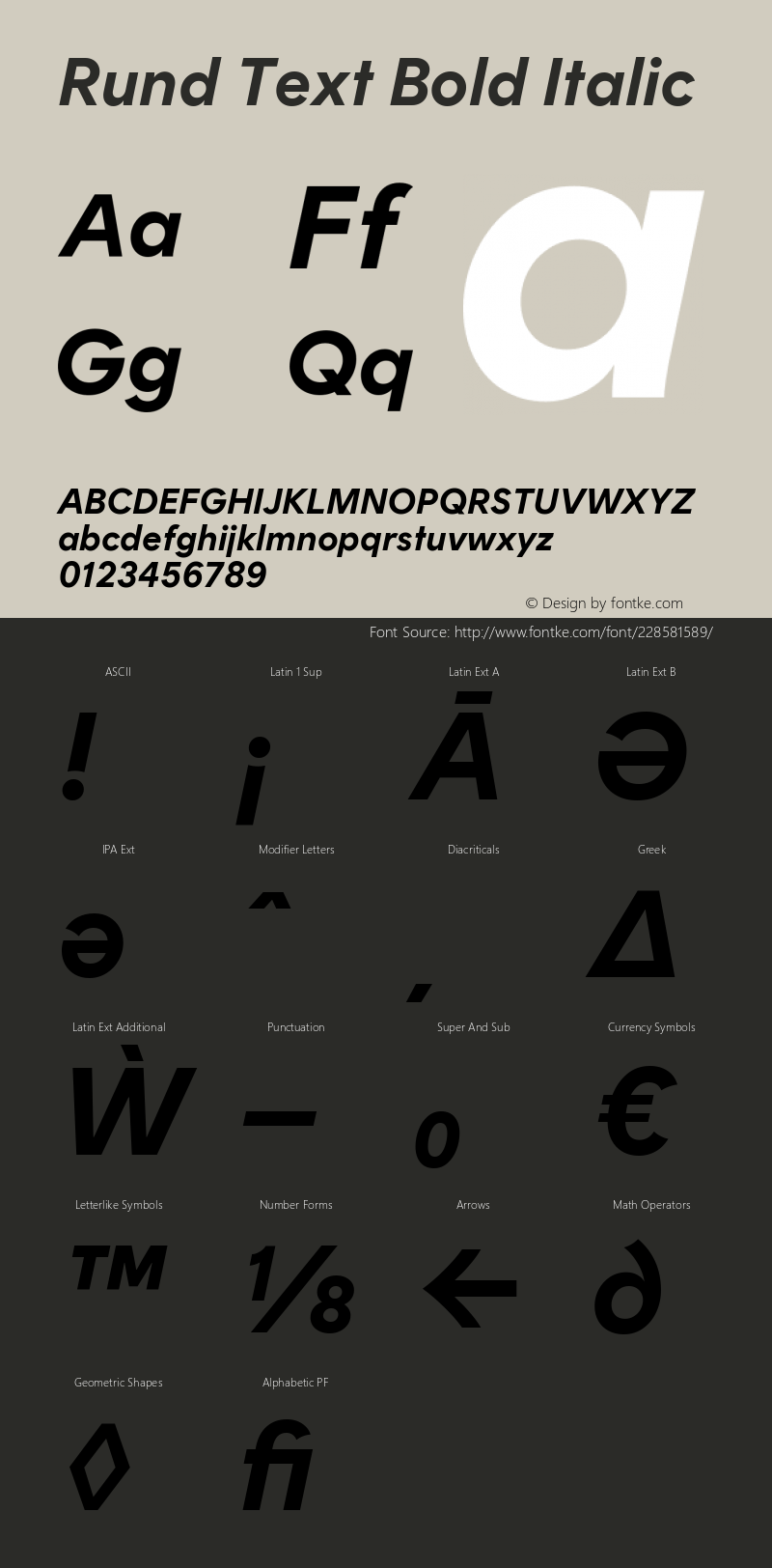 Rund Text Bold Italic Version 1.004图片样张