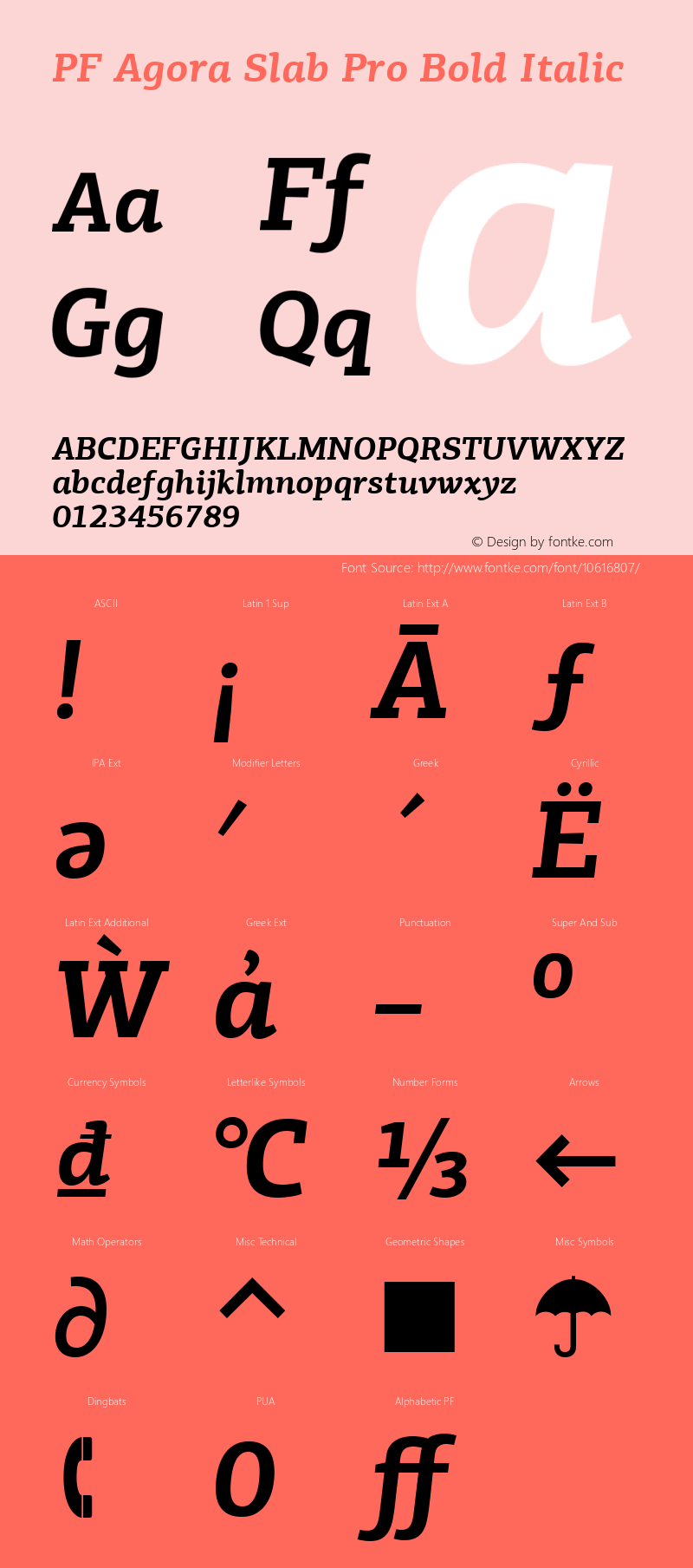 PF Agora Slab Pro Bold Italic Version 1.000 2006 initial release图片样张