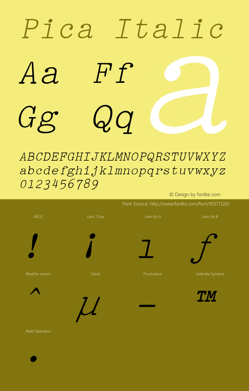 Pica Italic Rev. 003.000图片样张