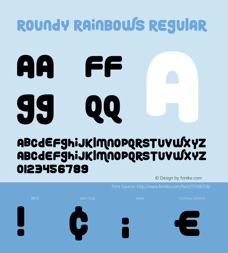 Roundy Rainbows Regular Version 1.00 June 11, 2016, initial release图片样张