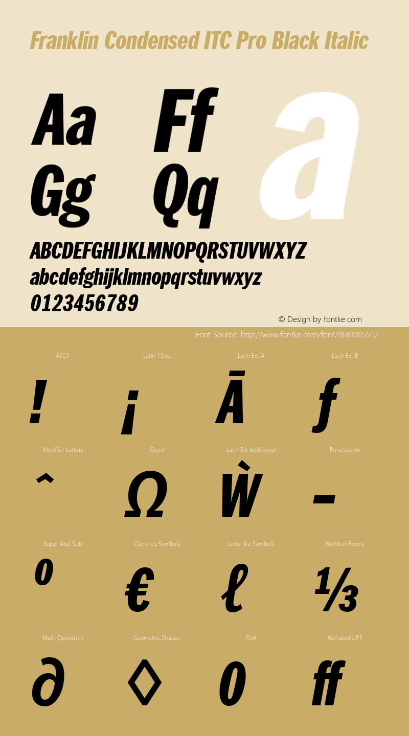 Franklin Condensed ITC Pro Black Italic Version 1.01图片样张