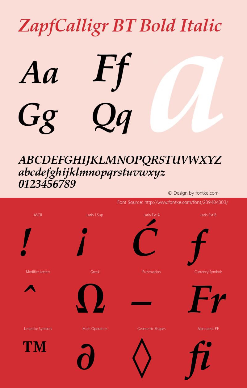 ZapfCalligr BT Bold Italic Version 1.01 emb4-OT图片样张