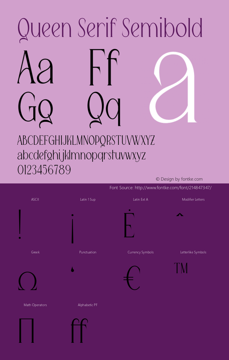 Queen Serif Semibold Version 1.001;Fontself Maker 3.5.7图片样张