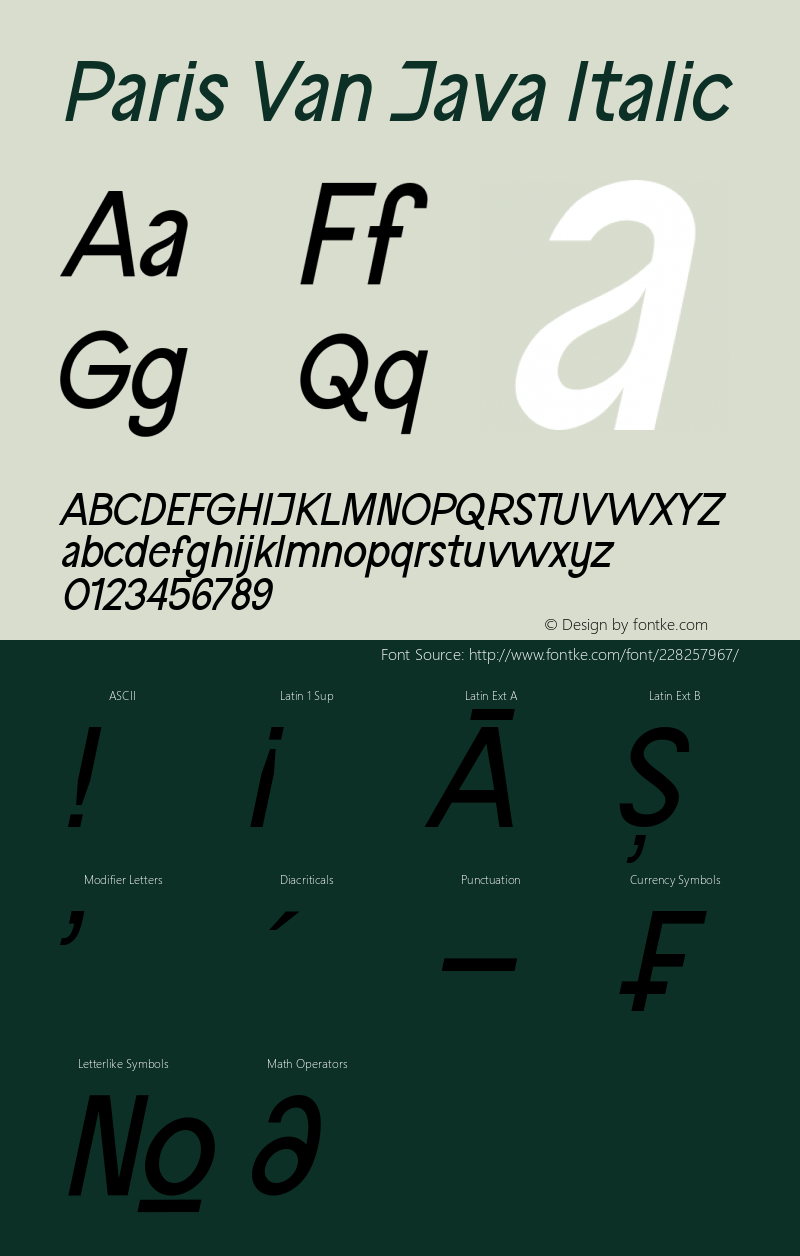 Paris Van Java Italic Version 1.00;March 15, 2022;FontCreator 13.0.0.2683 64-bit图片样张