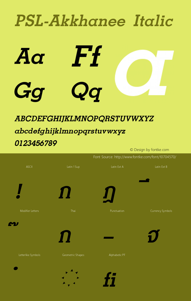 PSL-Akkhanee Italic Version 1.000 2006 initial release图片样张