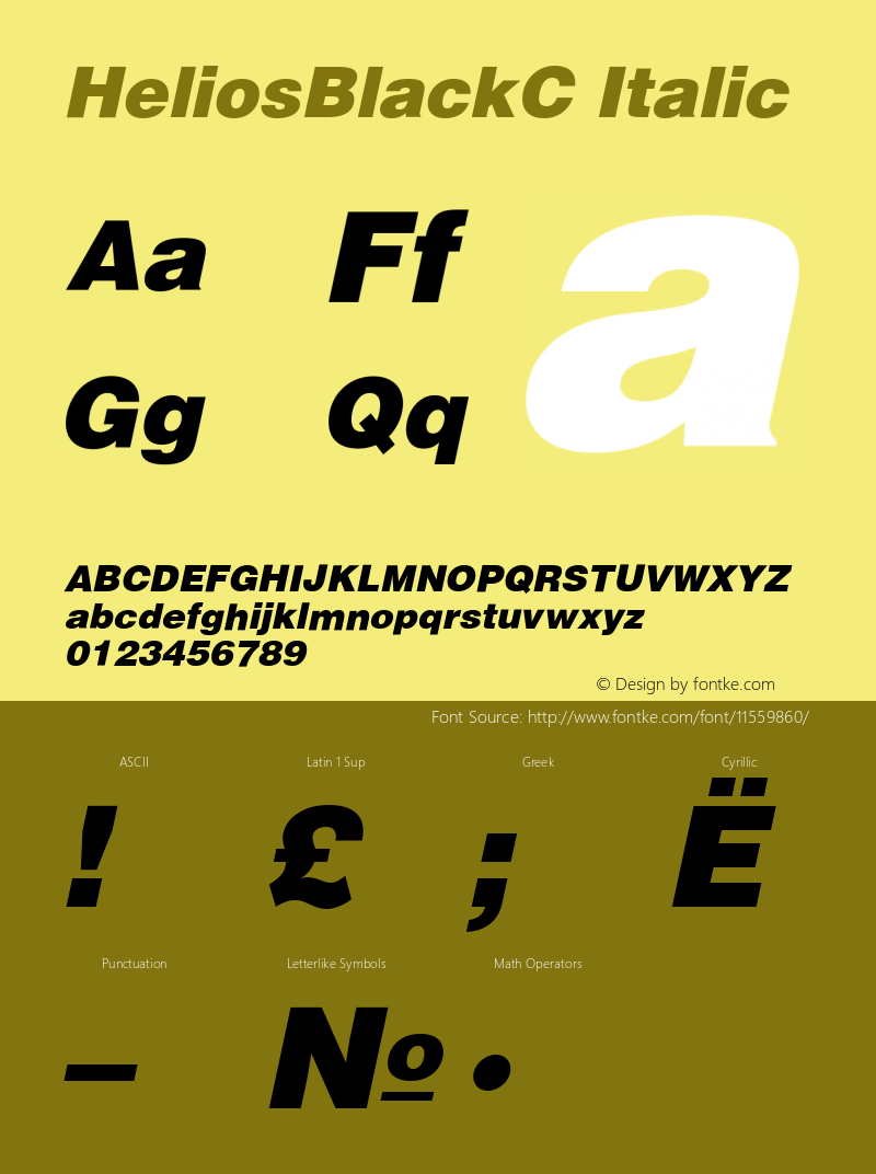 HeliosBlackC Italic Version 004.001图片样张