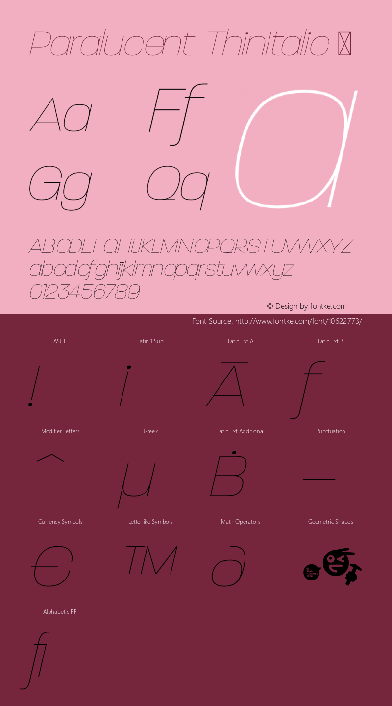 Paralucent-ThinItalic ☞ Version 2.000;com.myfonts.easy.device.paralucent.thin-italic.wfkit2.version.3n5c图片样张