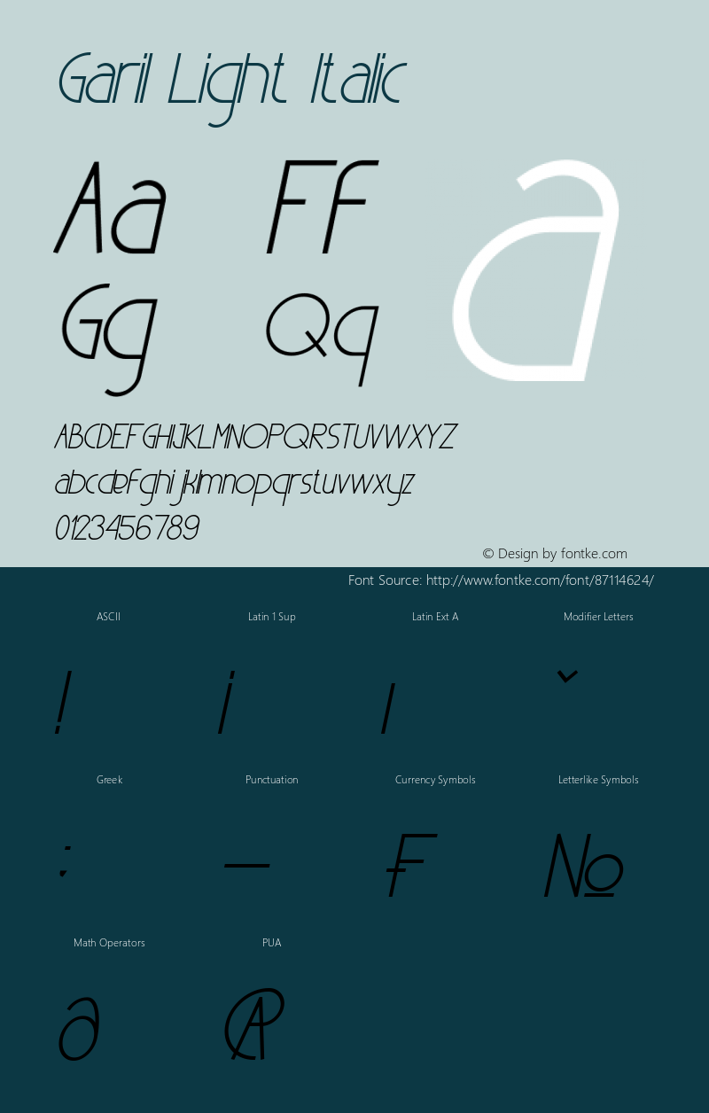 Garil Light Italic Version 1.00;September 15, 2019;FontCreator 11.5.0.2422 64-bit图片样张