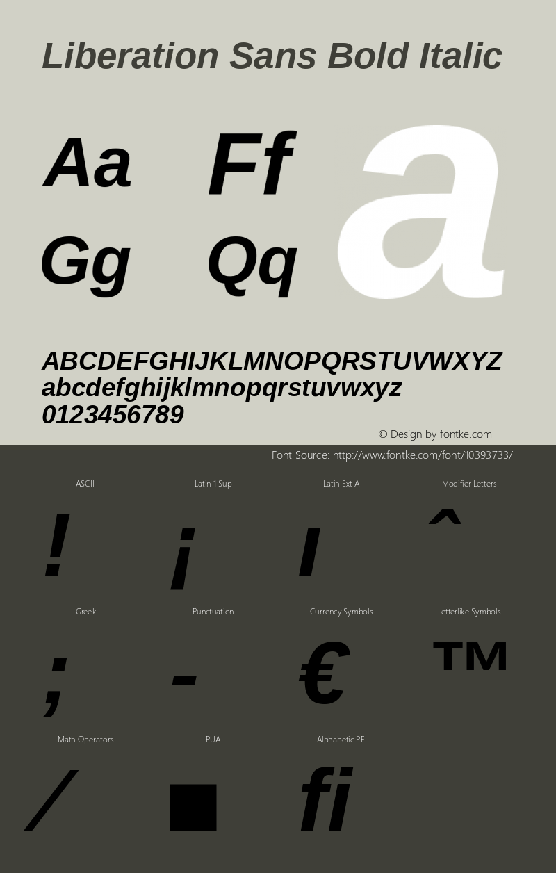 Liberation Sans Bold Italic Version 1.00图片样张