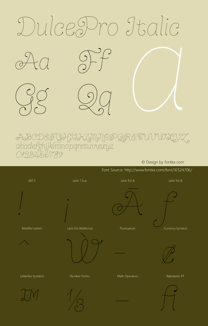 DulcePro Italic Version 1.000图片样张