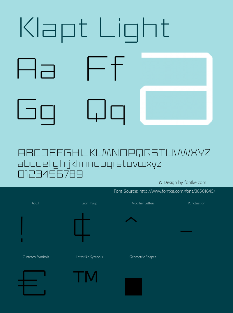 Klapt-Light Version 1.000;hotconv 1.0.109;makeotfexe 2.5.65596图片样张