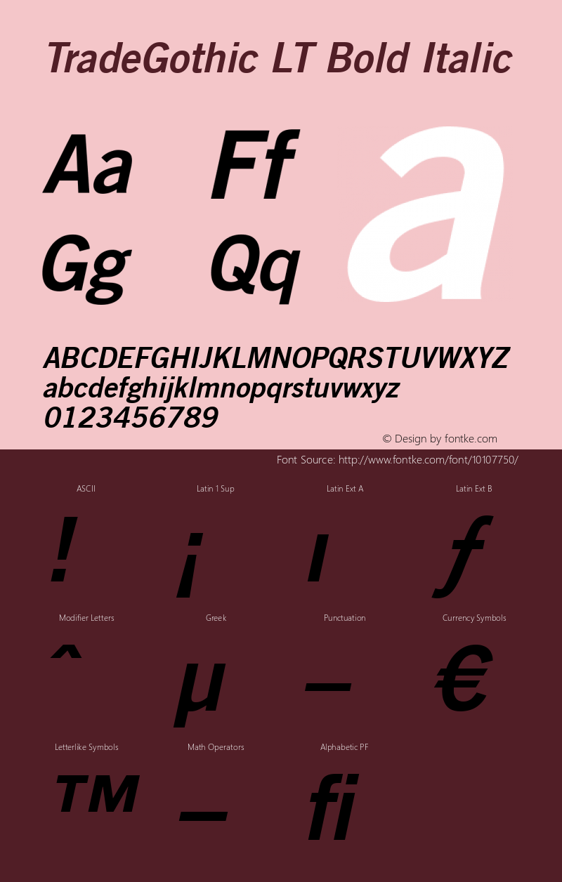 TradeGothic LT Bold Italic Version 6.1; 2002图片样张