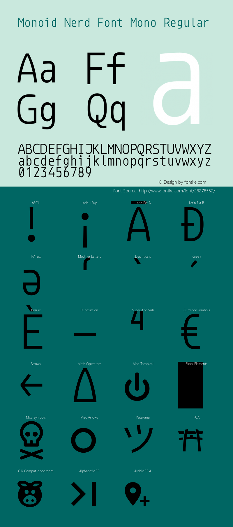 Monoid Regular Nerd Font Complete Mono Version 0.61;Nerd Fonts 2.0.图片样张