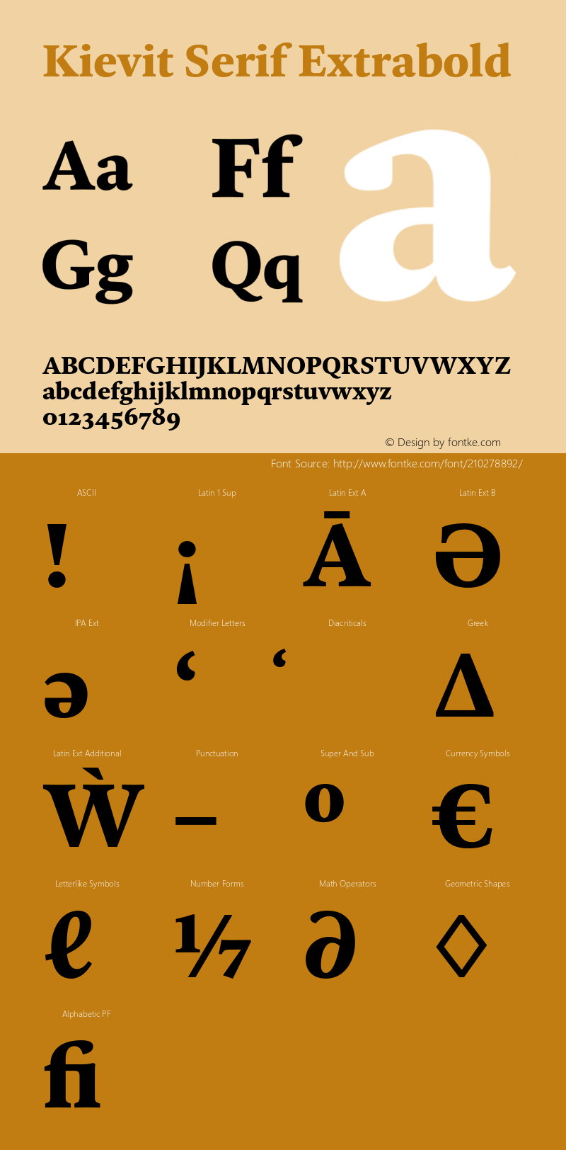 Kievit Serif Extrabold Version 7.700, build 1040, FoPs, FL 5.04图片样张