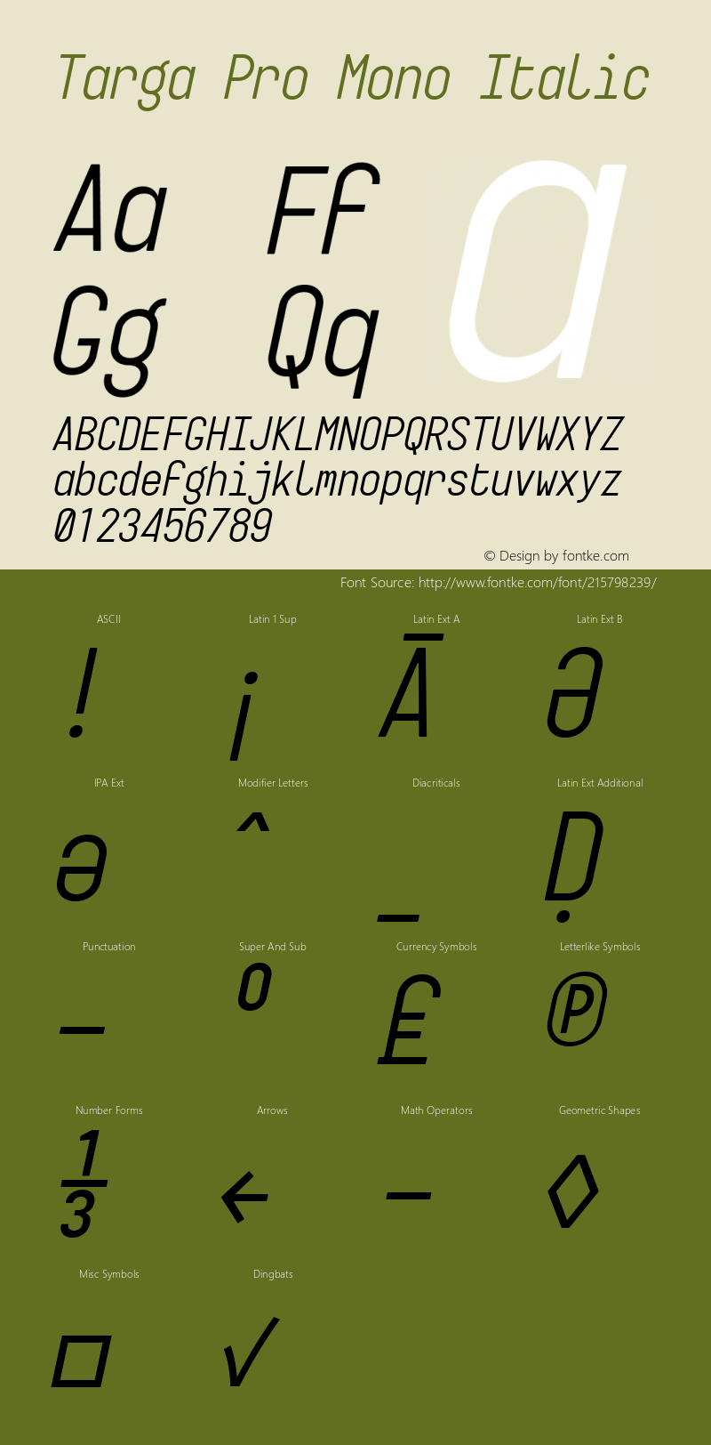 Targa Pro Mono Italic Version 3.003图片样张