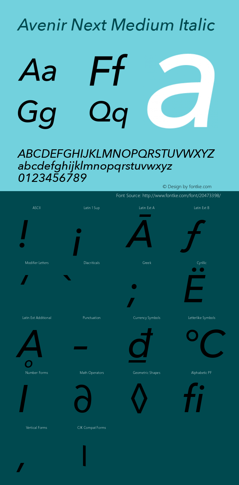 Avenir Next Medium Italic 8.0d5e5图片样张