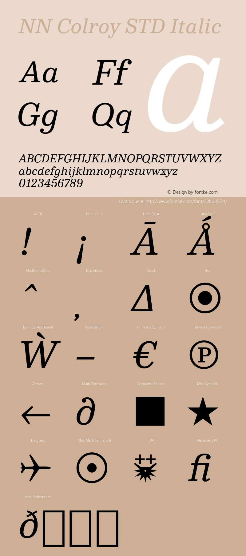 NN Colroy STD Italic Version 2.000;FEAKit 1.0图片样张