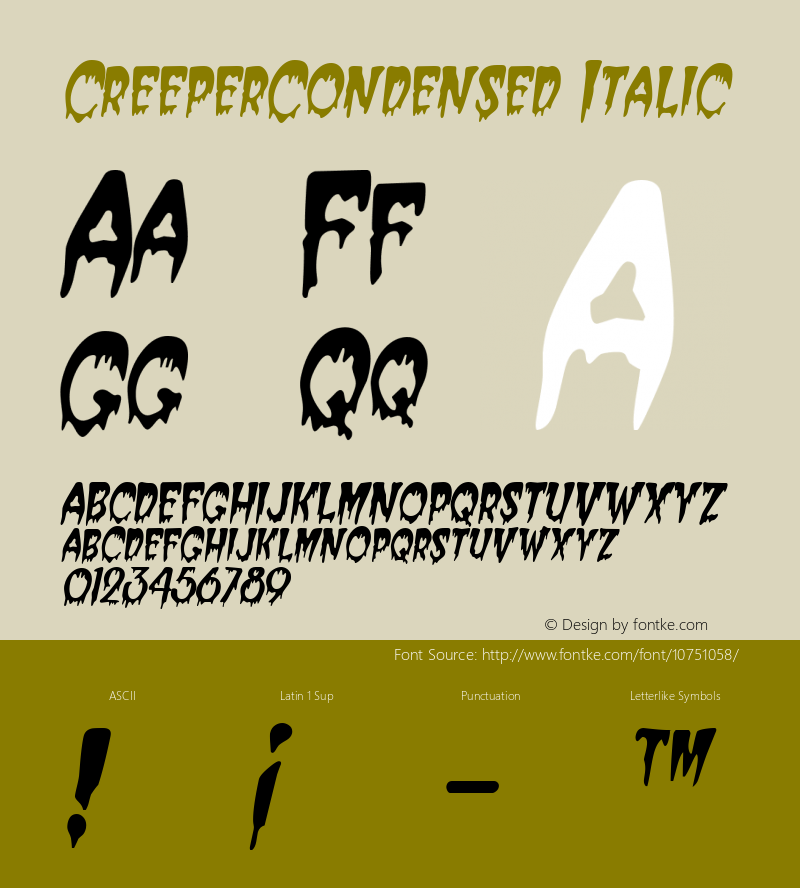 CreeperCondensed Italic Rev. 003.000图片样张