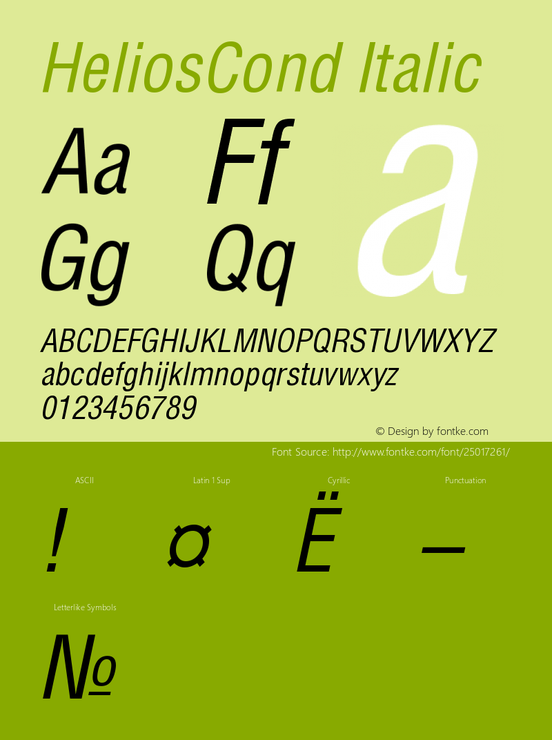 HeliosCond Italic Version 001.001图片样张