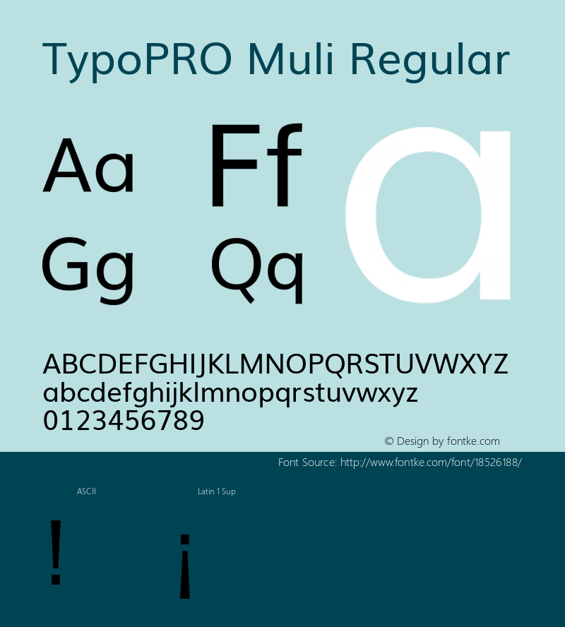 TypoPRO Muli Regular Version 2; ttfautohint (v1.00rc1.6-4cba) -l 8 -r 50 -G 200 -x 0 -D latn -f none -w G图片样张
