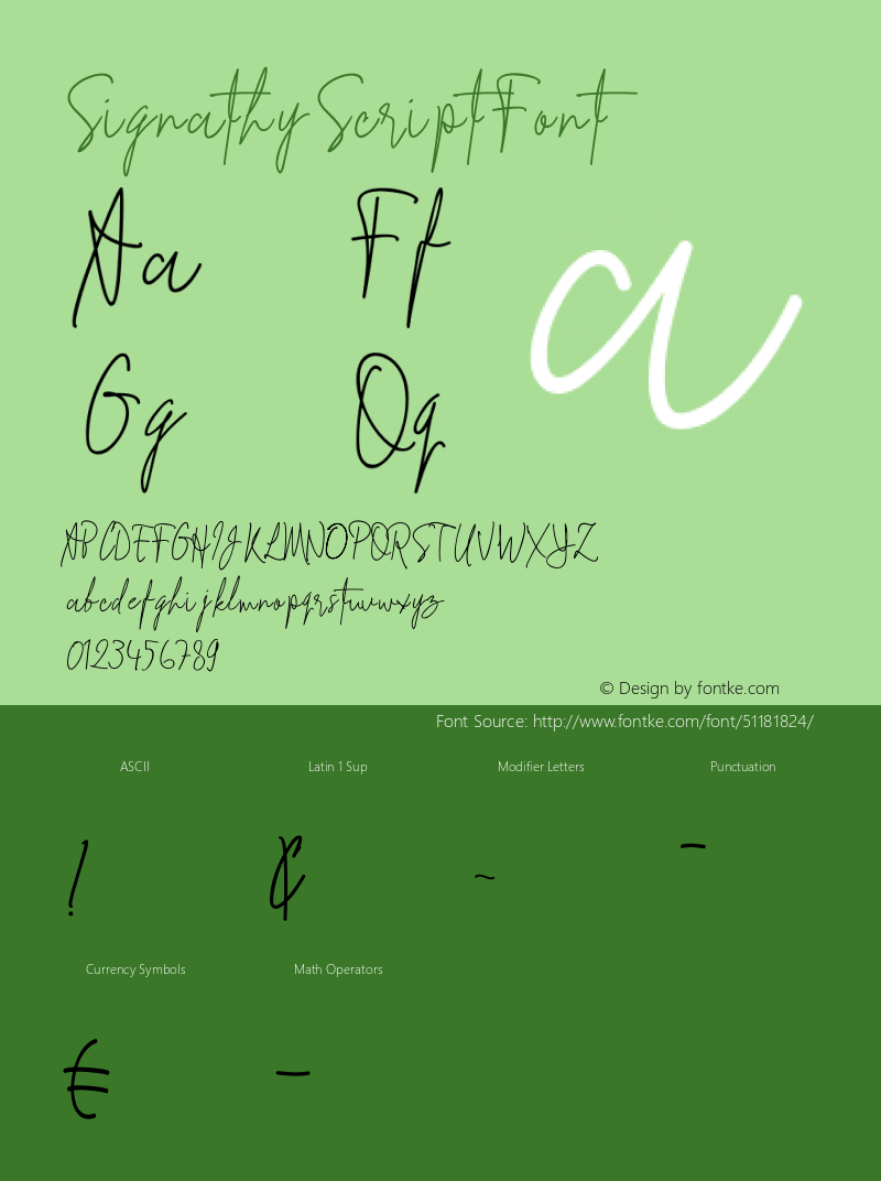 Signathy Script Font Version 1.00;January 8, 2020;FontCreator 12.0.0.2545 64-bit图片样张