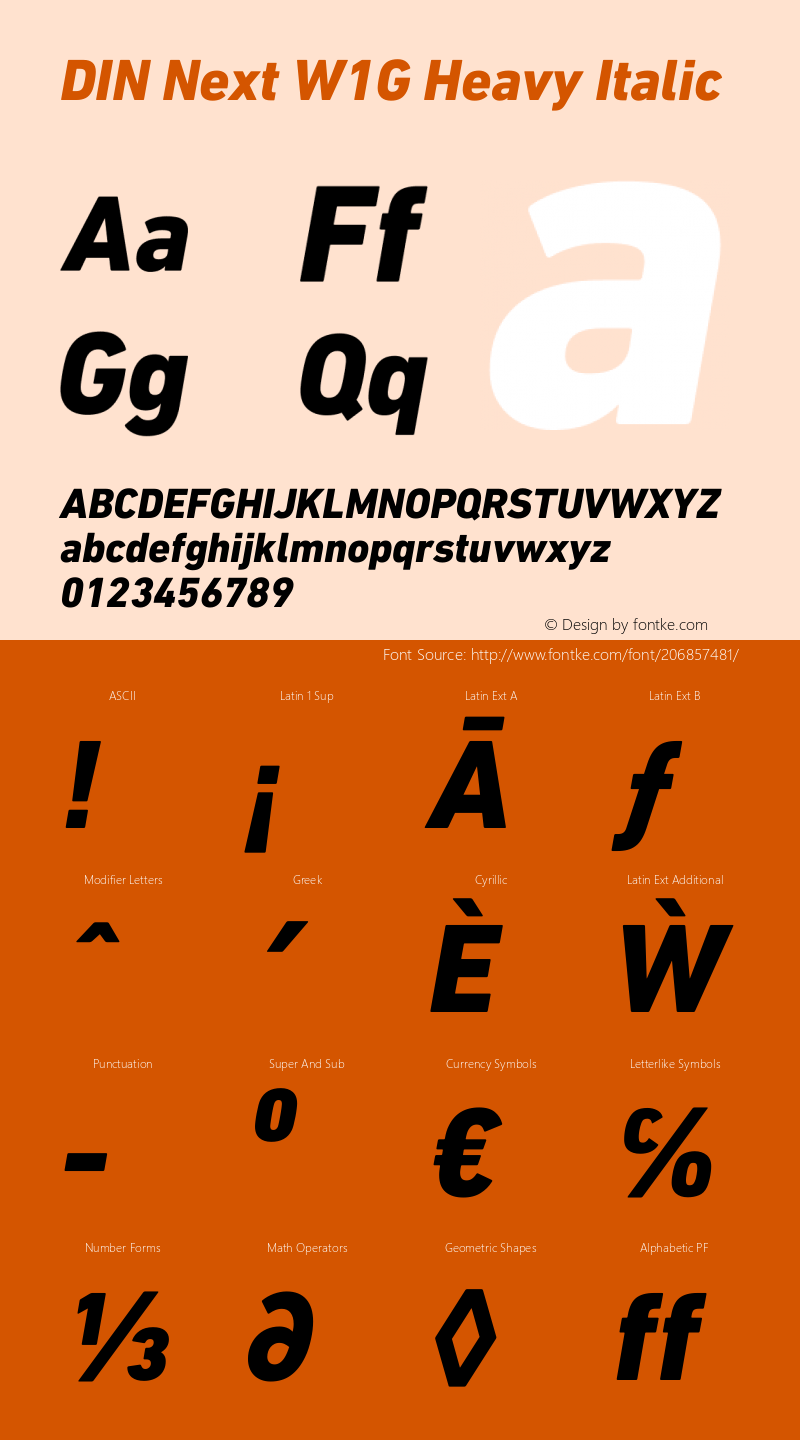 DIN Next W1G Heavy Italic Version 1.40图片样张