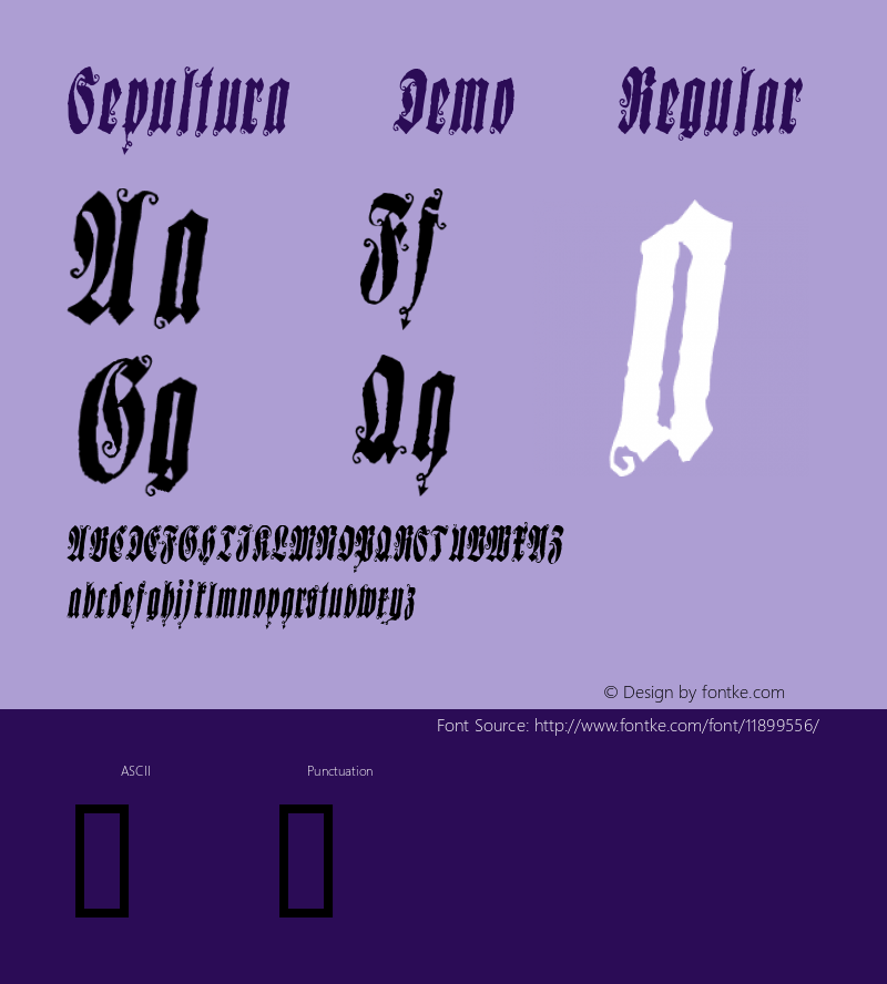 Sepultura Demo Regular Macromedia Fontographer 4.1.4 10/4/02图片样张