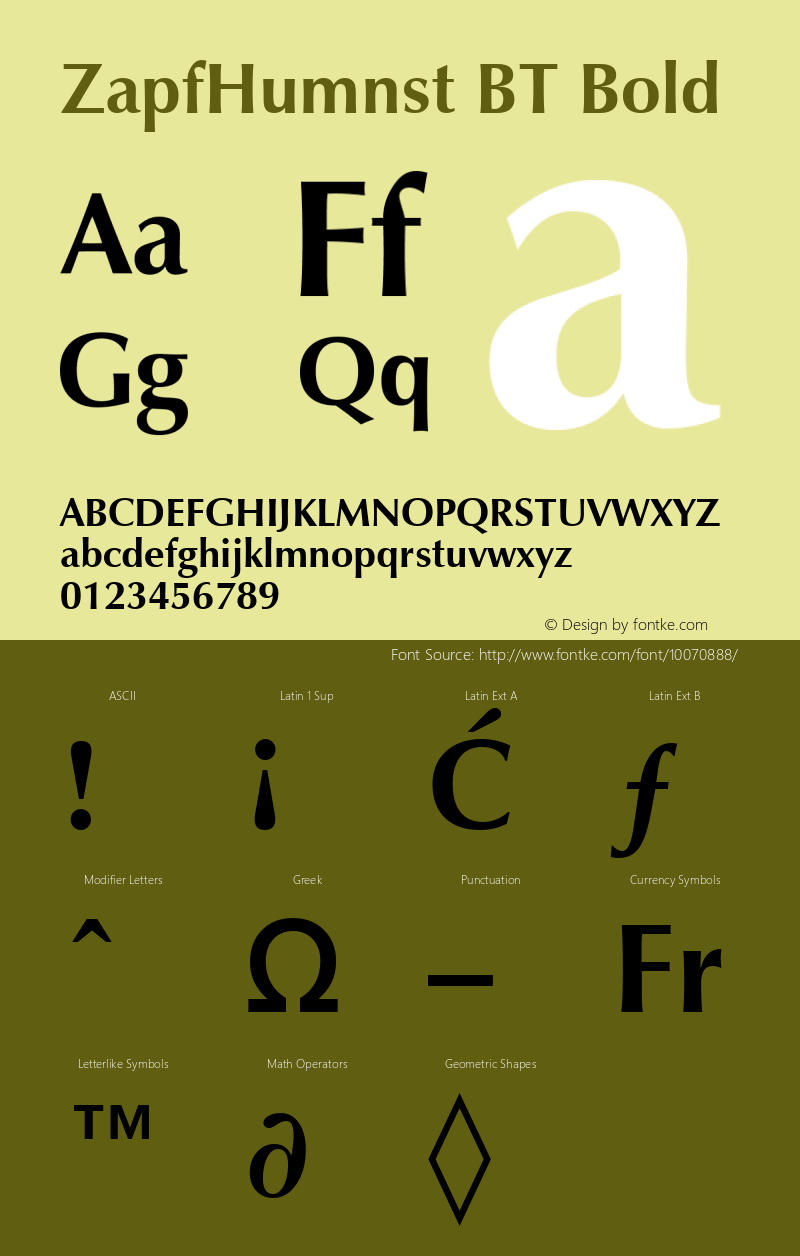 ZapfHumnst BT Bold mfgpctt-v4.4 Nov 16 1998图片样张