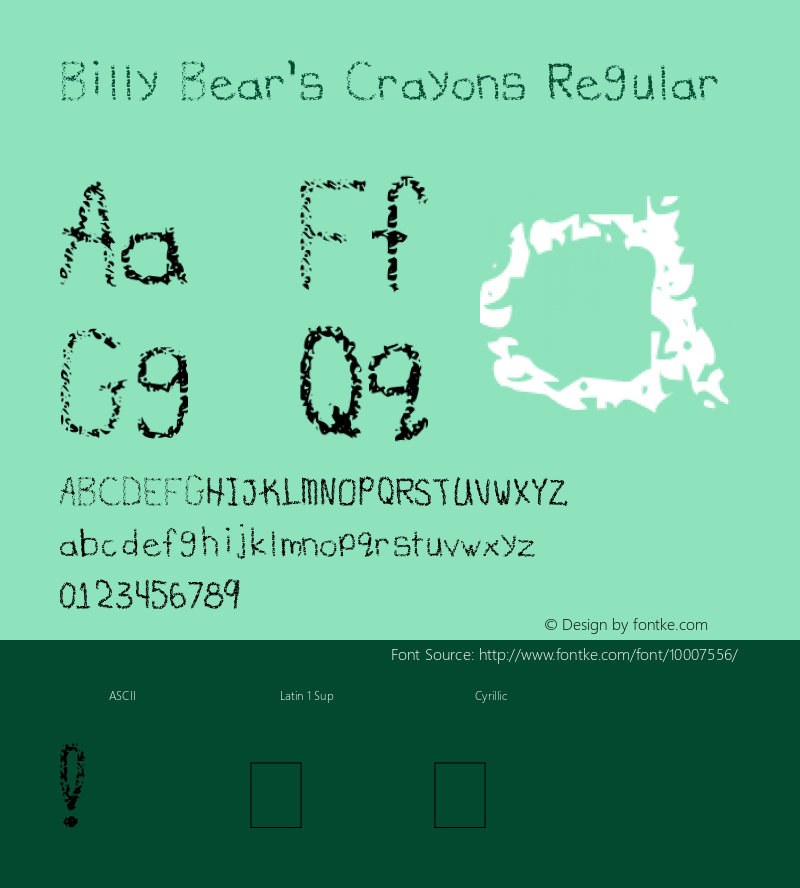 Billy Bear's Crayons Regular Version 1.0图片样张