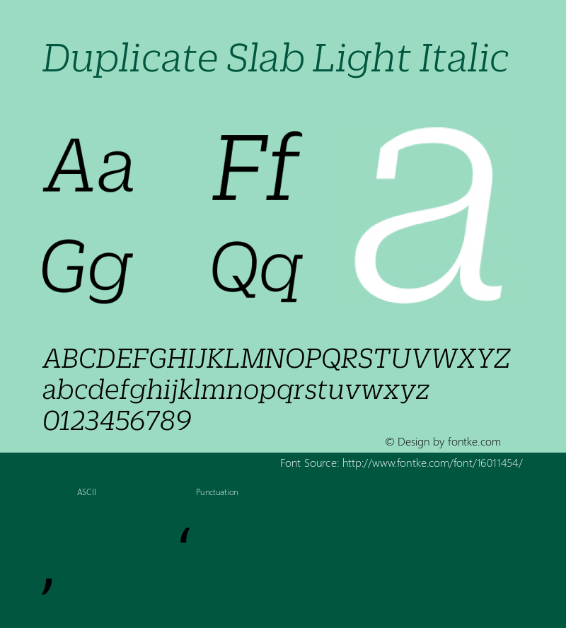 Duplicate Slab Light Italic Version 1.1 2013图片样张